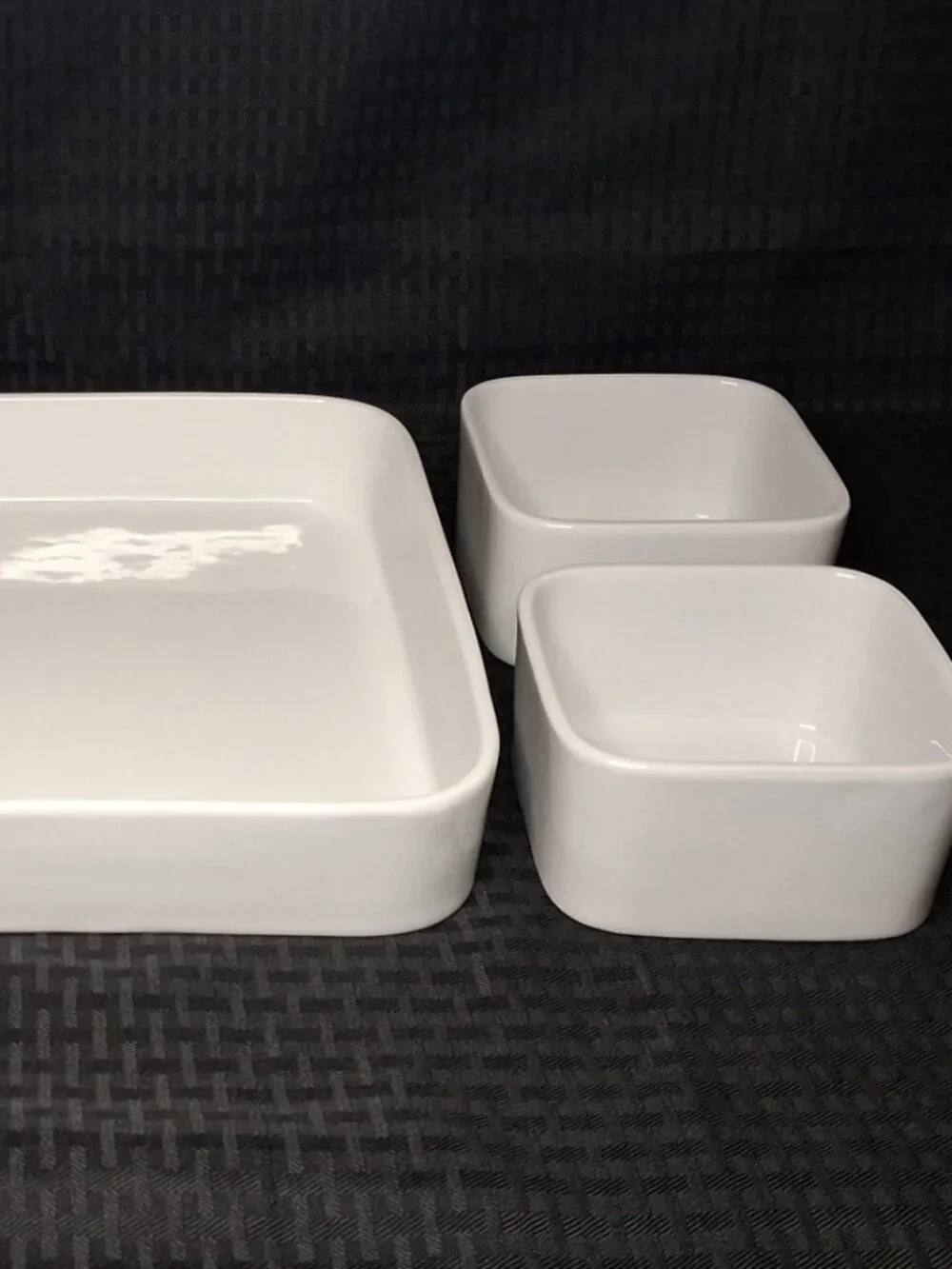 Crate & Barrel Porcelain Modular 5 pc Square Serving Tray w/ 4 Square Bowls HTF